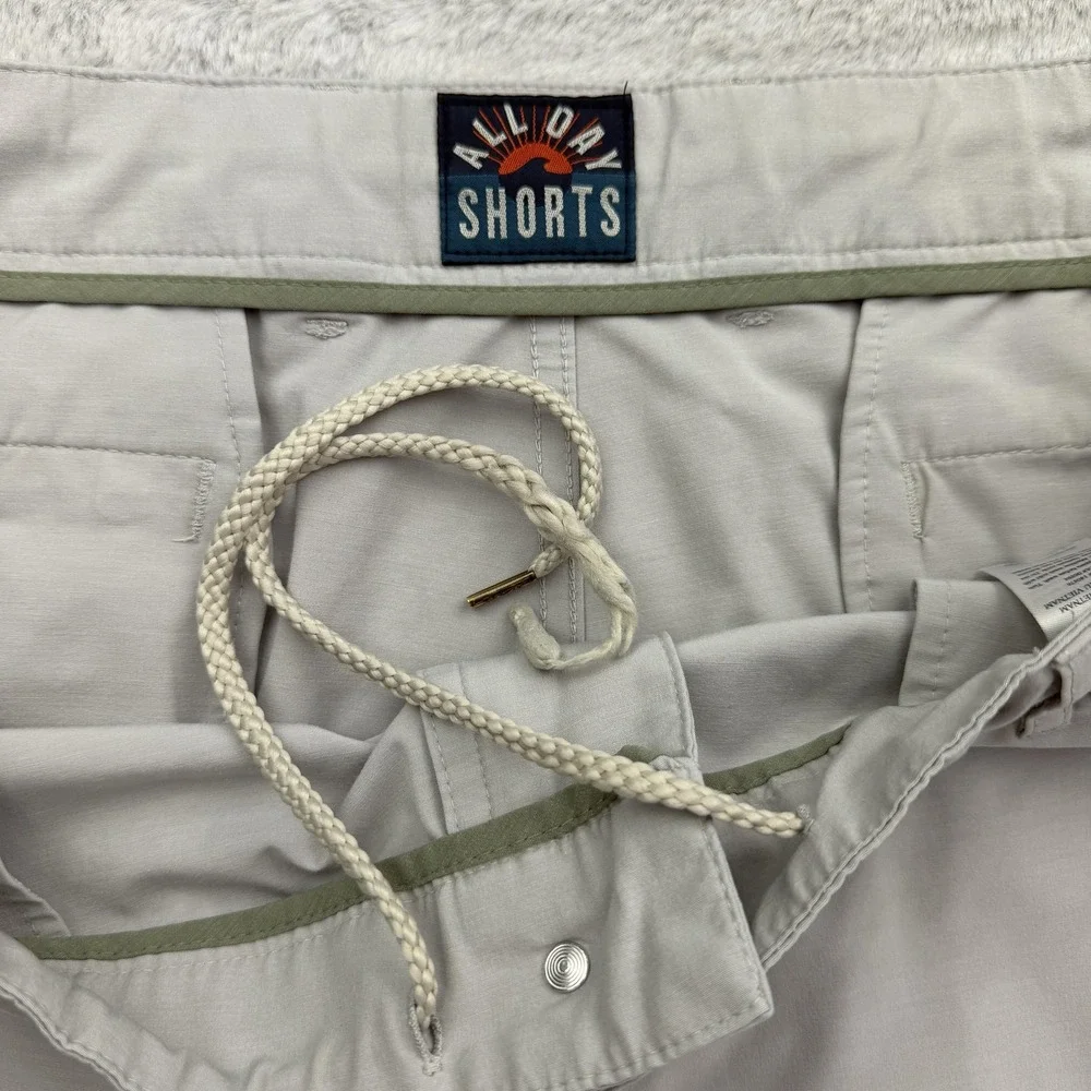 Faherty Shorts Mens 36 Gray Chino Microfiber Stretch Drawstring 9 Inseam All Day